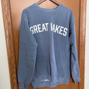 Great Lakes brand Great Lakes Weathered Crew, unisex Medium, Lake Blue